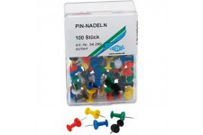 54299 epingles Diabolo forme de dans une boite transparente, 100 Pieces, farbigsortiert