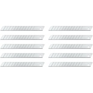 789 Lames secables de rechange (pour cutter ordinaire du commerce, en acier au carbone, 9 mm, etui) lot de 10, argente