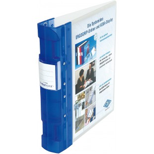 05828003 Classeur en plastique Ergogrip Ice avec mecanisme a  4 anneaux, Bleu/transparent, Format A4, 55 mm d'epaisseur