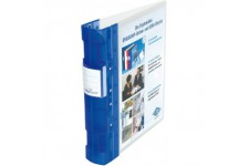 05828003 Classeur en plastique Ergogrip Ice avec mecanisme a  4 anneaux, Bleu/transparent, Format A4, 55 mm d'epaisseur