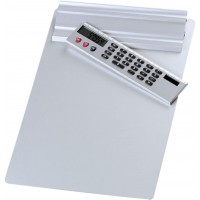 057954 Porte-bloc A4 en aluminium avec calculatrice solaire amovible