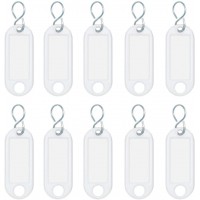 262103400 Porte-cles en plastique avec crochets en S, etiquettes amovibles, Lot de 10, blanc