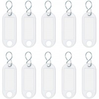 262103400 Porte-cles en plastique avec crochets en S, etiquettes amovibles, Lot de 10, blanc