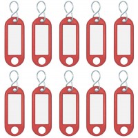 262103402 Porte-cles plastique (avec crochets en S, interchangeables etiquettes) Lot de 10, Rouge