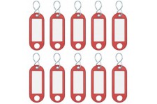 262103402 Porte-cles plastique (avec crochets en S, interchangeables etiquettes) Lot de 10, Rouge