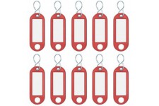 262103402 Porte-cles plastique (avec crochets en S, interchangeables etiquettes) Lot de 10, Rouge