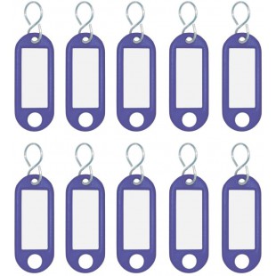 262103403 Porte-cles plastique (avec crochets en S, etiquettes interchangeables) Lot de 10, Bleu
