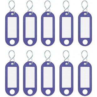 262103403 Porte-cles plastique (avec crochets en S, etiquettes interchangeables) Lot de 10, Bleu