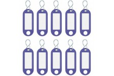 262103403 Porte-cles plastique (avec crochets en S, etiquettes interchangeables) Lot de 10, Bleu