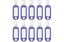 262103403 Porte-cles plastique (avec crochets en S, etiquettes interchangeables) Lot de 10, Bleu