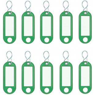 262103404 Porte-cles plastique (avec crochets en S, etiquettes interchangeables) Lot de 10, Vert