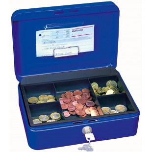 - 145300H - Caissette a  monnaie a  5 compartiments avec clip - 25 x 18 x 9 cm - Blanc