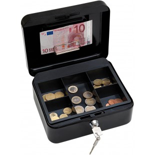 145221H Caissette a  monnaie a  5 compartiments avec clip 20 x 16 x 9 cm Noir