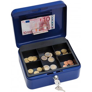 Wedo 145203H Caissette a  monnaie a  5 compartiments avec clip 20 x 16 x 9 cm Bleu