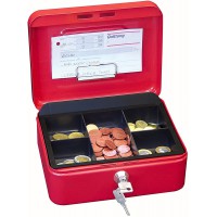 145202H Caissette a  monnaie a  5 compartiments avec clip 20 x16 x 9 cm Rouge