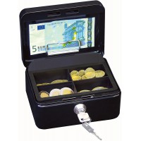145121H Caissette a  monnaie a  4 compartiments avec clip 15,2 x 11,5 x 8 cm Noir