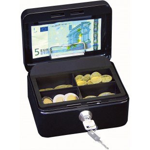 145121H Caissette a  monnaie a  4 compartiments avec clip 15,2 x 11,5 x 8 cm Noir