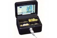 145121H Caissette a  monnaie a  4 compartiments avec clip 15,2 x 11,5 x 8 cm Noir