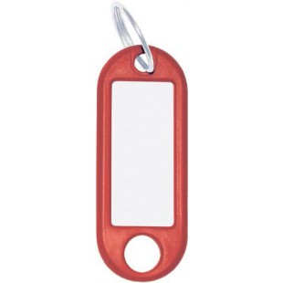 ® Lot de 10 porte-cles en plastique et metal avec anneau Ø 18 mm 52 x 21 x 3 mm Rouge