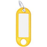 ® Lot de 10 porte-cles en plastique et metal avec anneau Ø 18 mm, 52 x 21 x 3 mm, jaune (10 pieces)