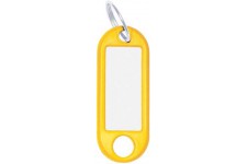 ® Lot de 10 porte-cles en plastique et metal avec anneau Ø 18 mm, 52 x 21 x 3 mm, jaune (10 pieces)