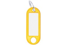 ® Lot de 10 porte-cles en plastique et metal avec anneau Ø 18 mm, 52 x 21 x 3 mm, jaune (10 pieces)