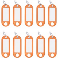 262101806 Porte-cles avec anneau, interchangeables etiquettes en plastique, 10 pieces, orange