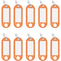 262101806 Porte-cles avec anneau, interchangeables etiquettes en plastique, 10 pieces, orange