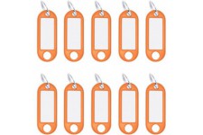 262101806 Porte-cles avec anneau, interchangeables etiquettes en plastique, 10 pieces, orange