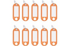 262101806 Porte-cles avec anneau, interchangeables etiquettes en plastique, 10 pieces, orange