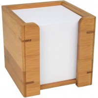 61707 Zettelbox bambou, comprenant 900 feuilles de papier 9 x 9 cm, dans une boite-cadeau, brun