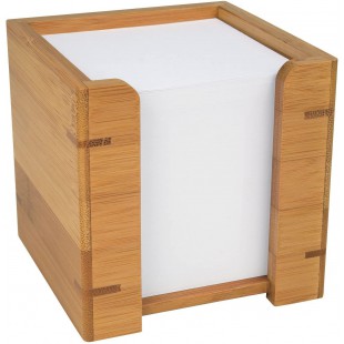 61707 Zettelbox bambou, comprenant 900 feuilles de papier 9 x 9 cm, dans une boite-cadeau, brun