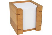 61707 Zettelbox bambou, comprenant 900 feuilles de papier 9 x 9 cm, dans une boite-cadeau, brun