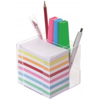 270266916 Cube-memo en plastique 700 feuillets colores 5,5 x 9 cm Transparent