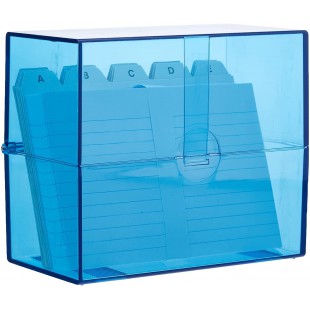 2506303 Fichier A6 avec cartes + registre alphabetique 200 cartes Transparent Bleu