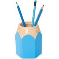 245255010 Pot a  crayons Crayon en forme de crayon en plastique resistant Env. 8, 5 x 7, 5 x 10, 5 cm, bleu clair