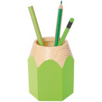 245255011 Pot a  crayons Crayon en forme de crayon en plastique resistant Env. 8, 5 x 7, 5 x 10, 5 cm, vert pomme