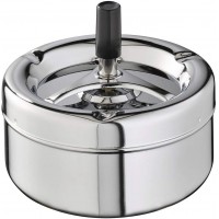 Cendrier â€žKlassiker - cendrier, Couvercle avec mecanisme de Rotation, metal chrome, 13 x 13 cm, Hauteur: 12 cm