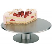 Assiette a  gateau Premium rotative, Ø 30,5 cm, H : 9 cm, Assiette a  gateau Robuste en Acier Inoxydable, tres Stable avec Desso