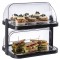  Buffet Showcase"Double Decker" - 2 capots transparents s'ouvrant des deux cotes, 2 plateaux en acier inoxydable, 4 batteries de