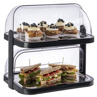  Buffet Showcase"Double Decker" - 2 capots transparents s'ouvrant des deux cotes, 2 plateaux en acier inoxydable, 4 batteries de