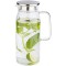 Carafe en verre pour eau et limonade, recipient en verre (Ø x H) : 10 x 26 cm avec couvercle en acier inoxydable et double fonct