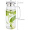 Carafe en verre pour eau et limonade, recipient en verre (Ø x H) : 10 x 26 cm avec couvercle en acier inoxydable et double fonct