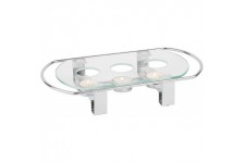 APS 35065 Chauffe-Plat, 3 bougies 34 x 18 cm, h :6 cm, plateau en verre et metal chrome