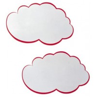 cartes de presentation autocollantes en forme de nuage-dimensions: 100 x 60 mm blanc avec contour rouge-lot de 20