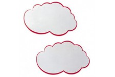 cartes de presentation autocollantes en forme de nuage-dimensions: 100 x 60 mm blanc avec contour rouge-lot de 20