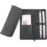 2603 etui en Cuir veritable pour 3 stylos Noir 15 x 6,5 x 2 cm