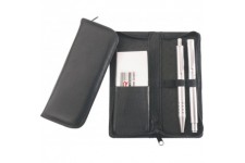 2603 etui en Cuir veritable pour 3 stylos Noir 15 x 6,5 x 2 cm