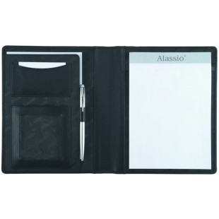 43008 Bormio Porte-Documents A5 en Cuir Nappa Fin Noir Env. 23 x 18 x 2 cm - Porte-Documents pour Documents A5, avec Bloc-Notes 