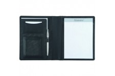 43008 Bormio Porte-Documents A5 en Cuir Nappa Fin Noir Env. 23 x 18 x 2 cm - Porte-Documents pour Documents A5, avec Bloc-Notes 